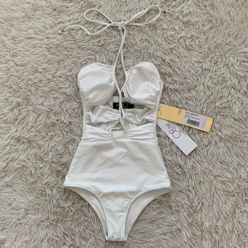 PatBO Cream Halter One Piece Swimsuit - Picture 6 of 7